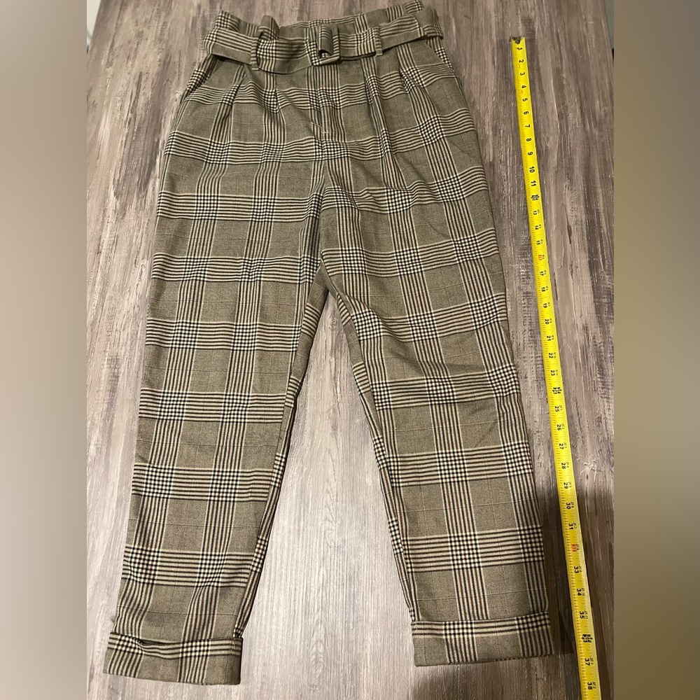 Plaid Brown Tapered Pants